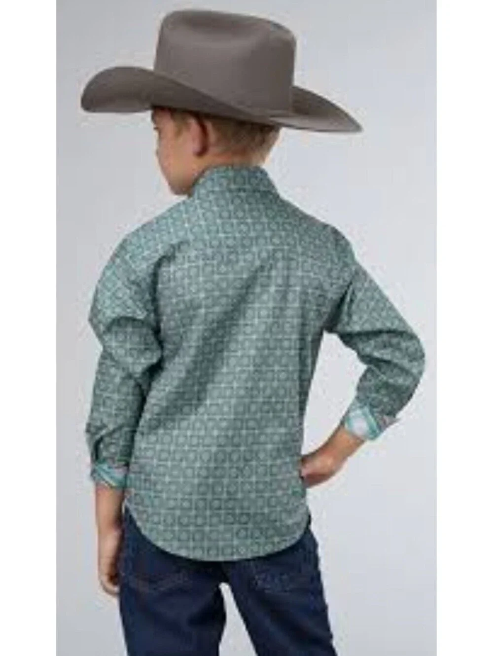 Roper Boys XS 4/5 Blue Foulard Pearl Snap Western Cowboy Shirt NWT